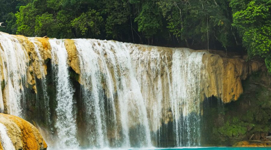 Agua Azul waterfall cascade in Chiapas. Mexico